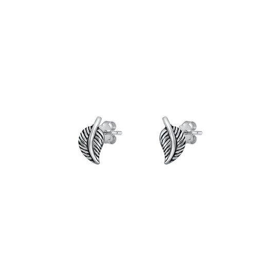 Silver Stud Earrings - Leaves