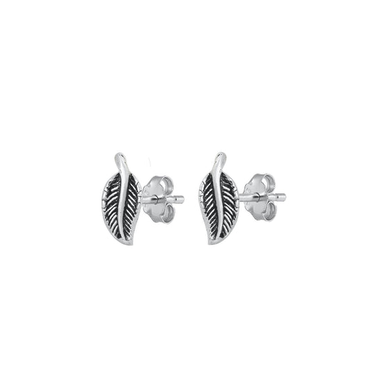 Silver Stud Earrings - Leaves