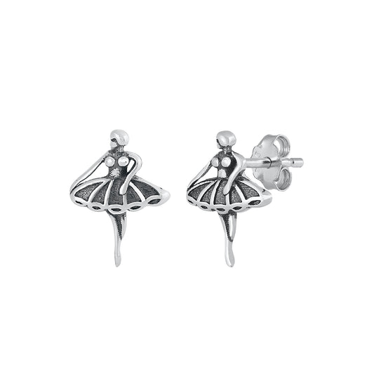 Silver Stud Earrings - Ballerina