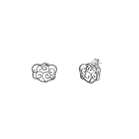 Silver Stud Earrings - Cloud Swirls