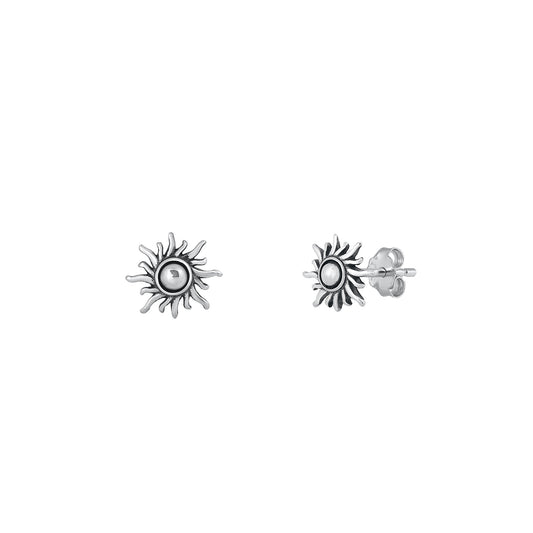 Silver Stud Earrings - Sun