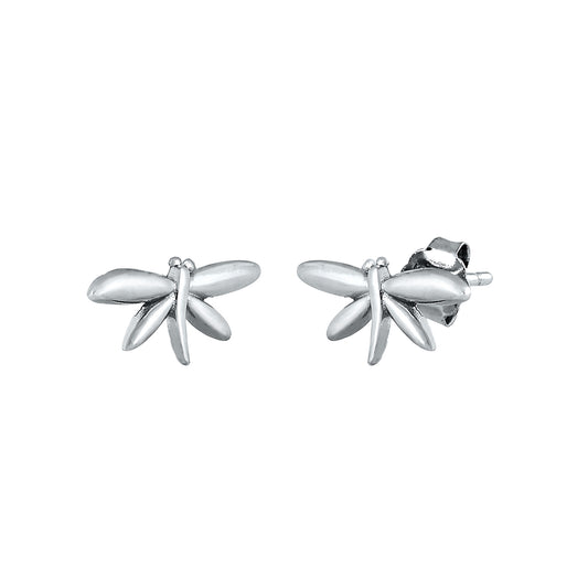 Silver Stud Earrings - Dragonfly