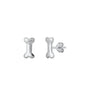 Silver Stud Earrings - Dog Bone