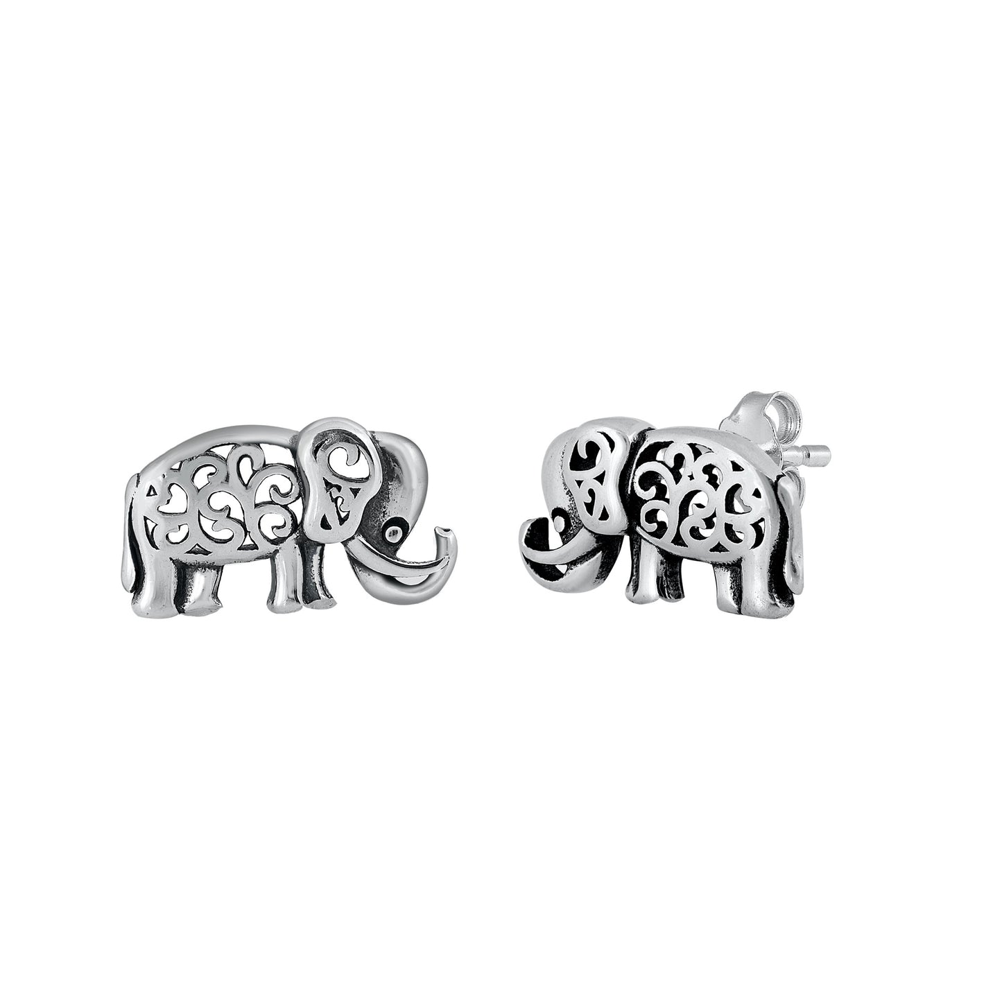 Silver Stud Earrings - Elephant