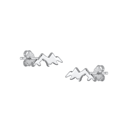 Silver Stud Earrings - Mountain