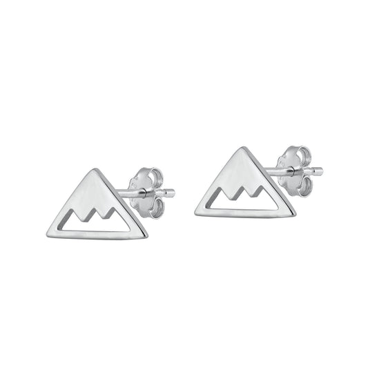 Silver Stud Earrings - Mountain