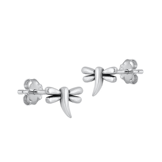 Silver Stud Earrings - Dragonfly