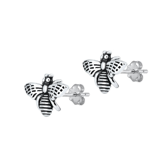 Silver Stud Earrings - Bee