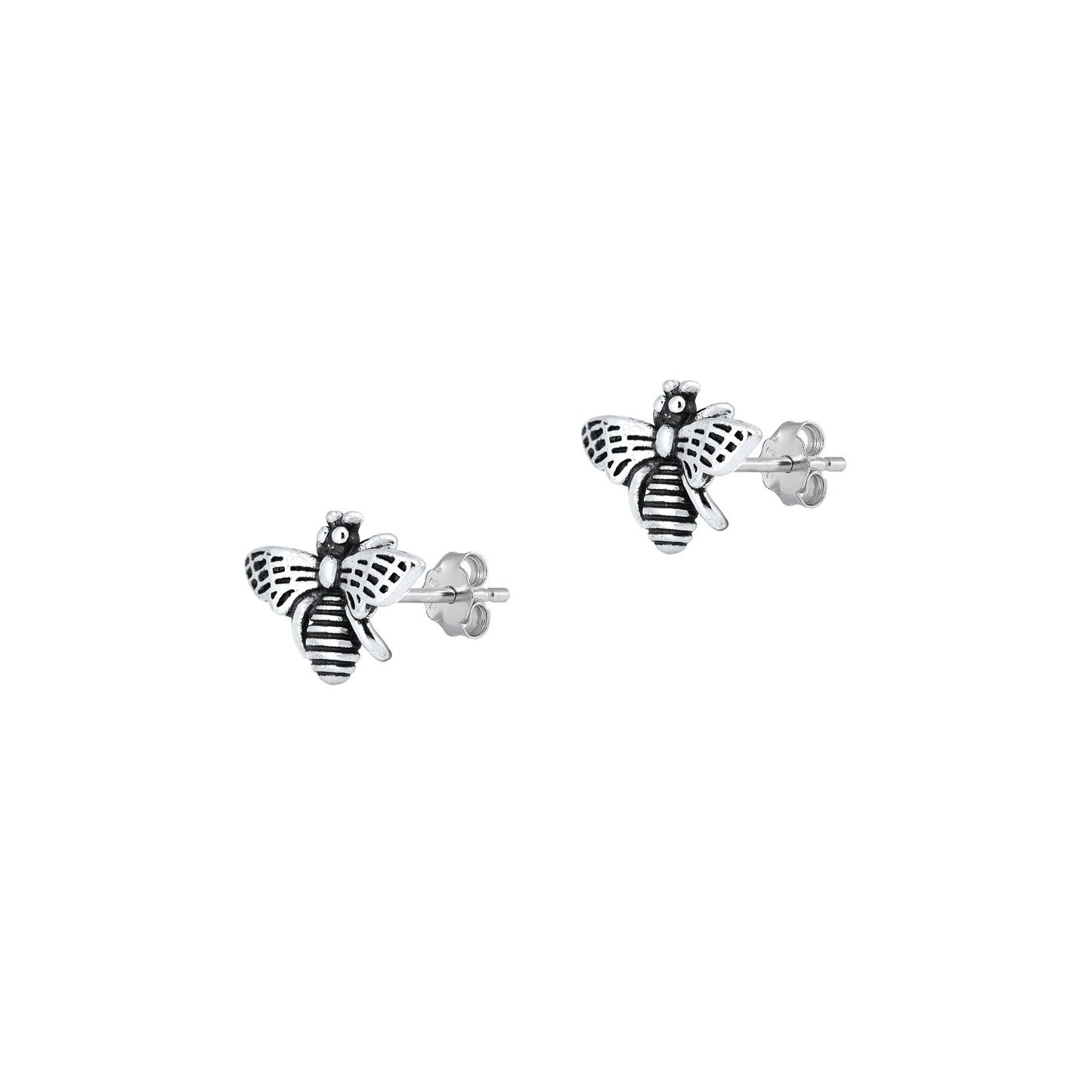 Silver Stud Earrings - Bee