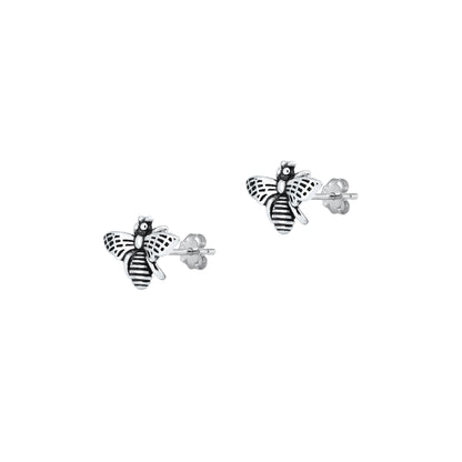 Silver Stud Earrings - Bee