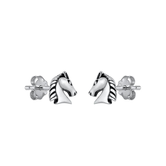 Silver Stud Earrings - Horse