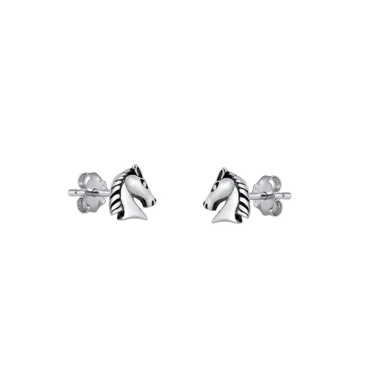 Silver Stud Earrings - Horse