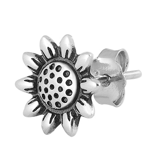 Silver Stud Earrings - Sunflower