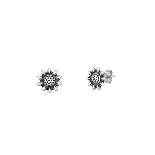 Silver Stud Earrings - Sunflower
