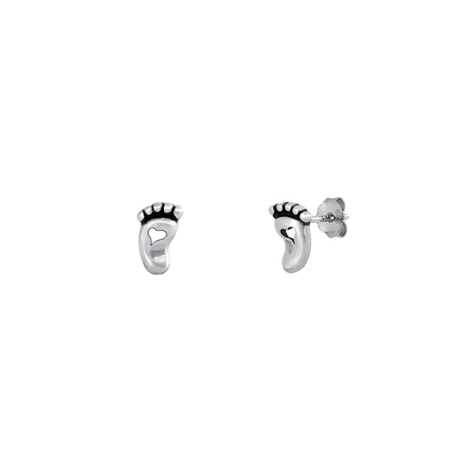Silver Stud Earrings - Foot Print