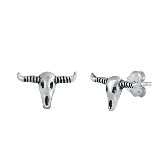 Silver Stud Earrings - Longhorn