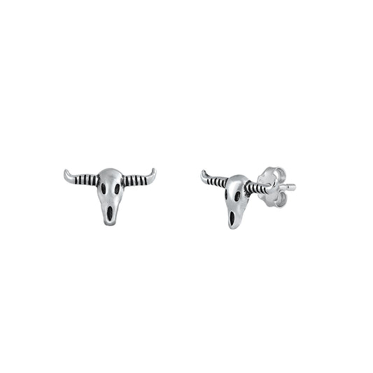 Silver Stud Earrings - Longhorn