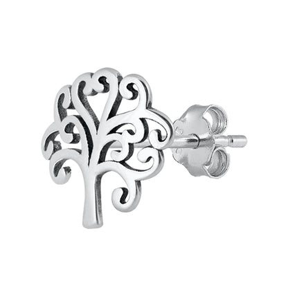 Silver Stud Earrings - Tree