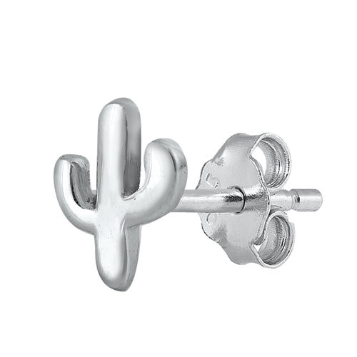 Silver Stud Earrings - Cactus