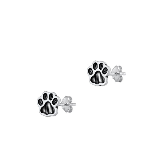 Silver Stud Earrings - Paw Print