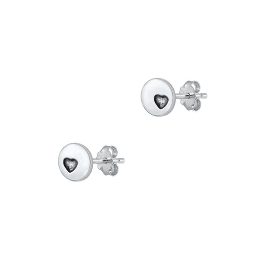 Silver Stud Earrings - Mini Heart