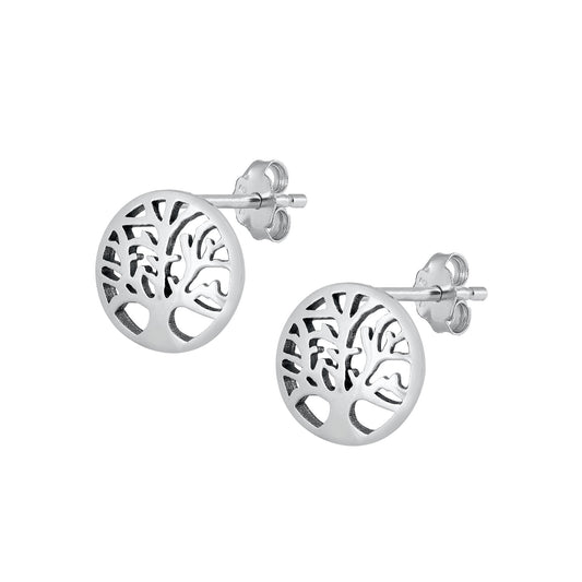 Silver Stud Earrings - Tree of Life