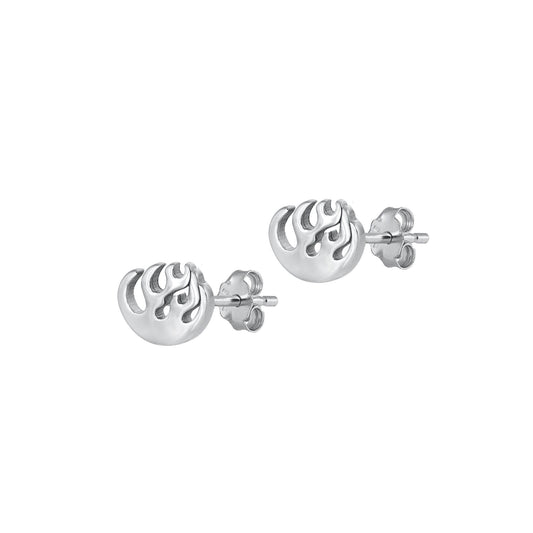 Silver Stud Earrings - Fire