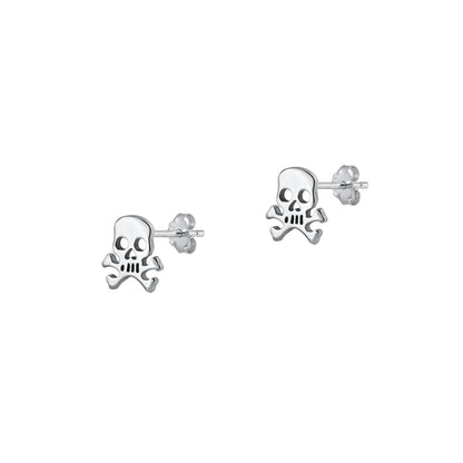 Silver Stud Earrings - Skull