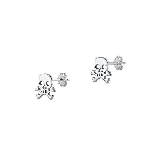 Silver Stud Earrings - Skull