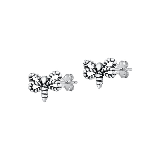 Silver Stud Earrings - Dragonfly