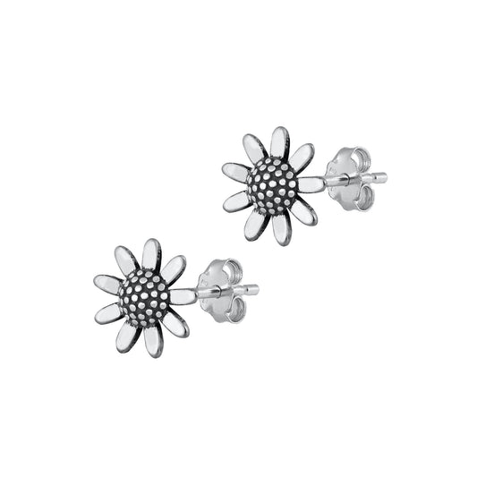 Silver Stud Earrings - Sunflower