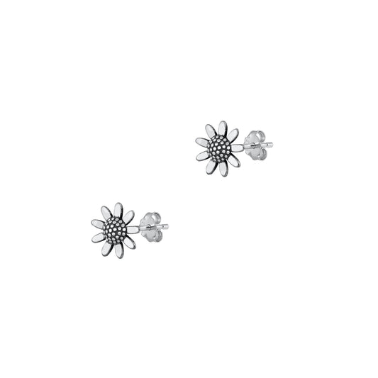 Silver Stud Earrings - Sunflower