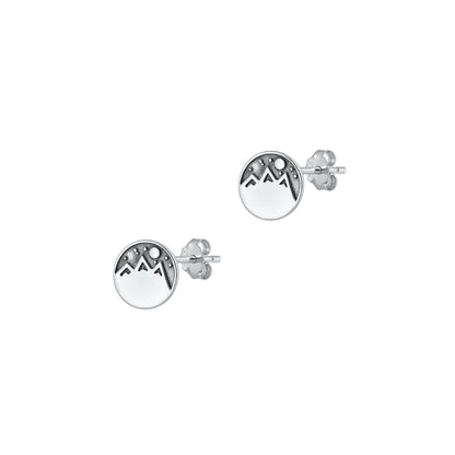 Silver Stud Earrings - Mountains