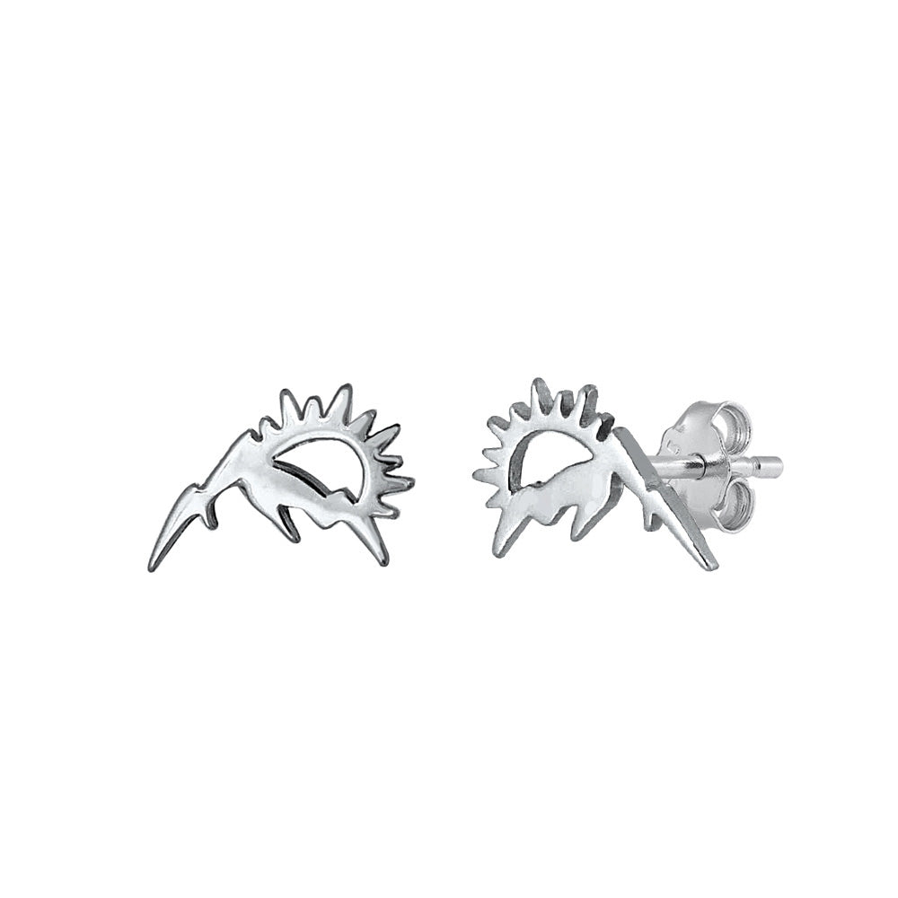 Silver Stud Earrings - Sun