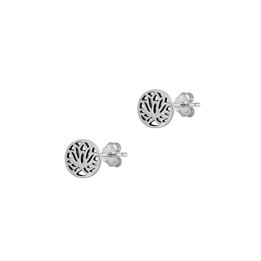 Silver Stud Earrings - Lotus