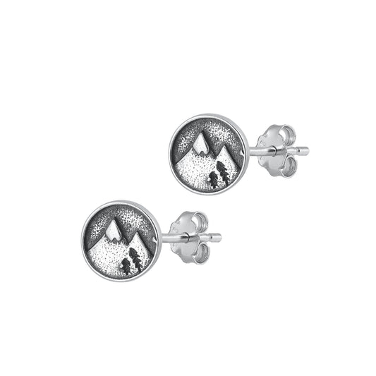 Silver Stud Earrings - Mountain