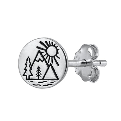 Silver Stud Earrings - Forest