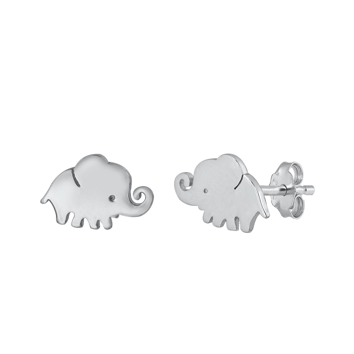 Silver Stud Earrings - Elephant