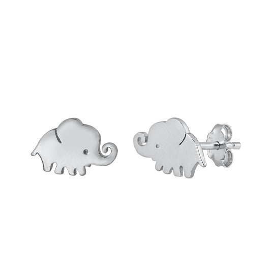 Silver Stud Earrings - Elephant