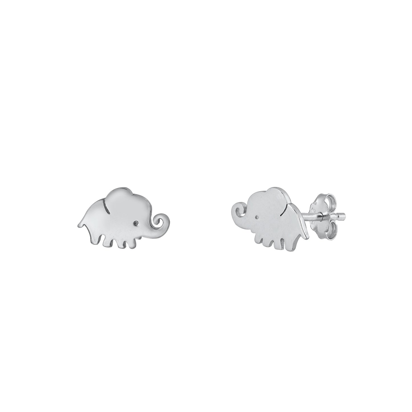 Silver Stud Earrings - Elephant