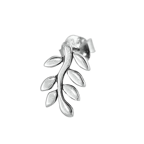 Silver Stud Earrings - Branch Leaves