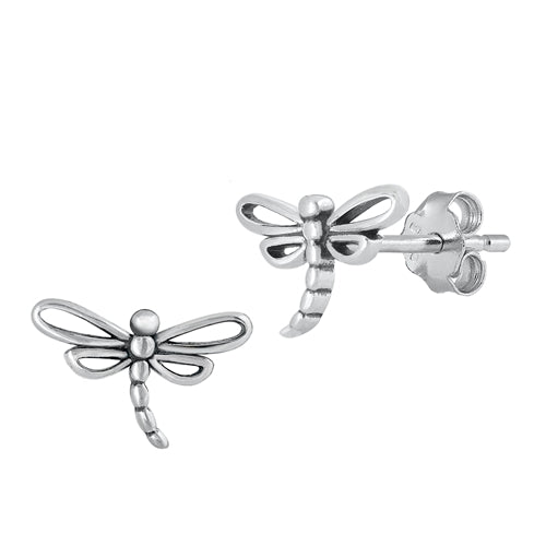 Silver Stud Earrings - Dragonfly