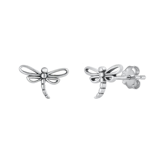 Silver Stud Earrings - Dragonfly