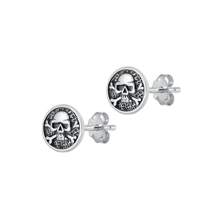 Silver Stud Earrings - Skull