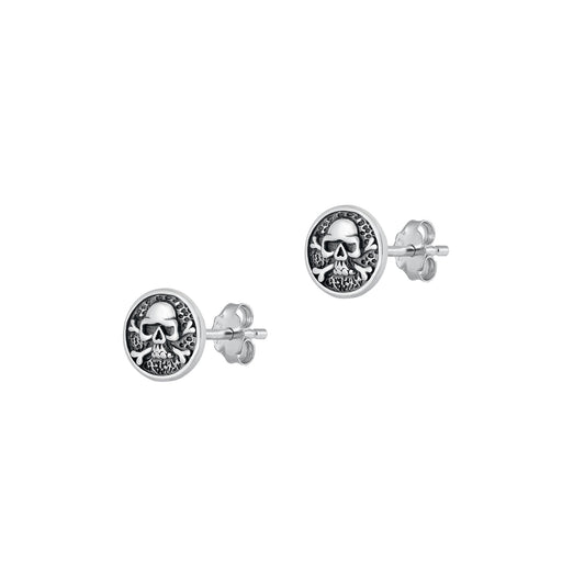 Silver Stud Earrings - Skull