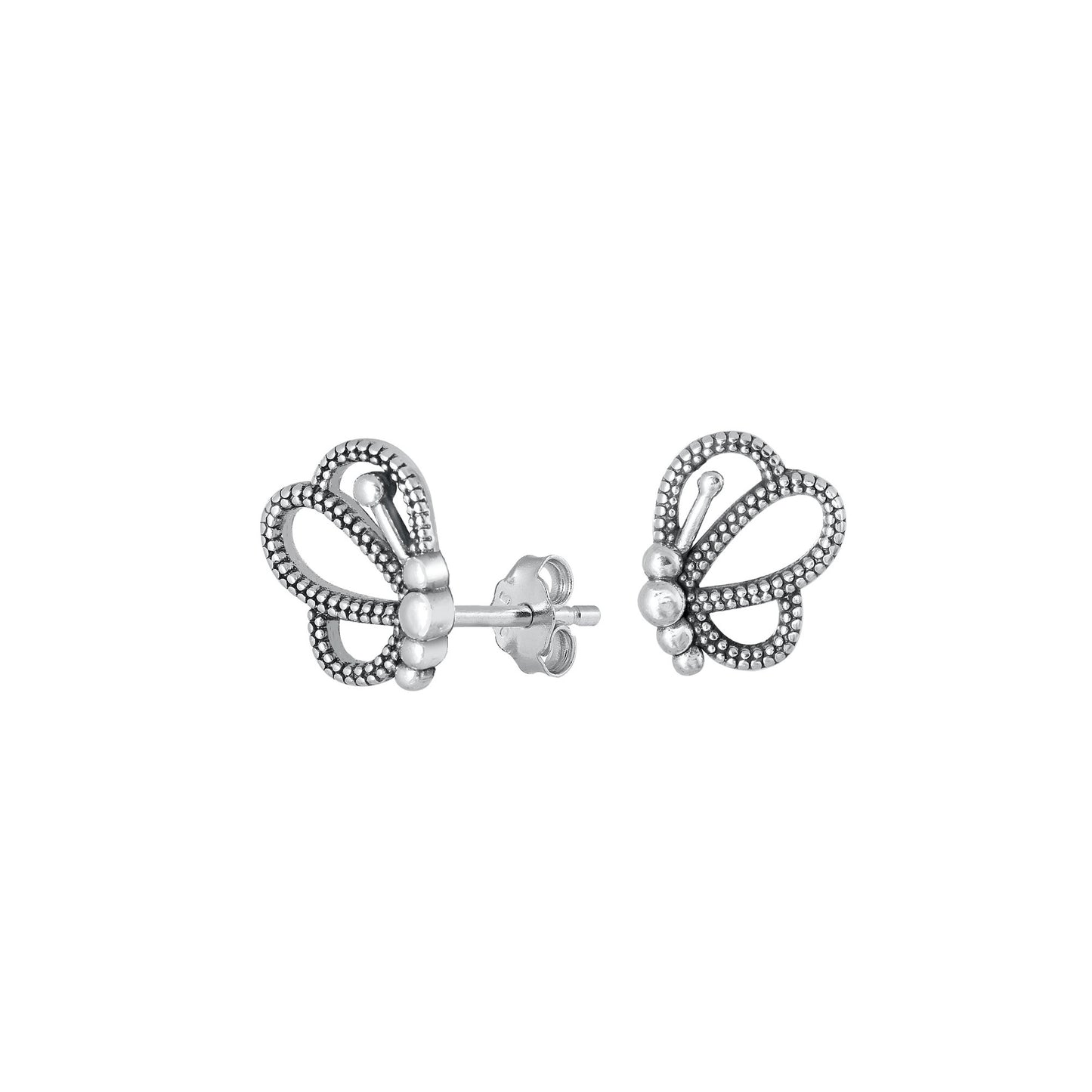 Silver Stud Earrings - Butterfly