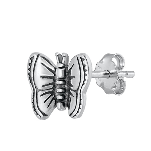 Silver Stud Earrings - Butterfly