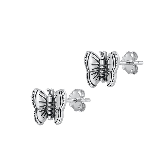 Silver Stud Earrings - Butterfly