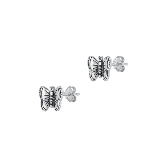 Silver Stud Earrings - Butterfly