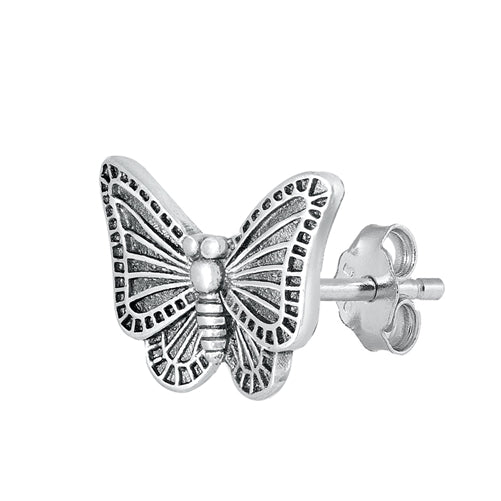 Silver Stud Earrings - Butterfly